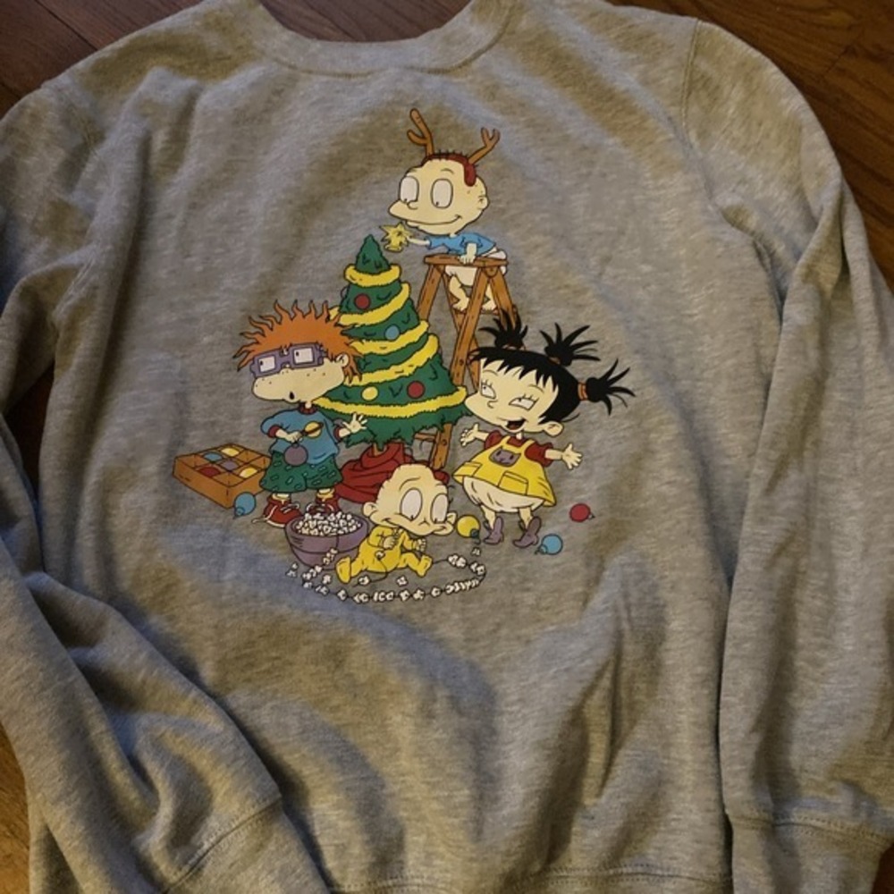 Rug-Rat Christmas Themed Women's Small Gray Sweatshirt 254